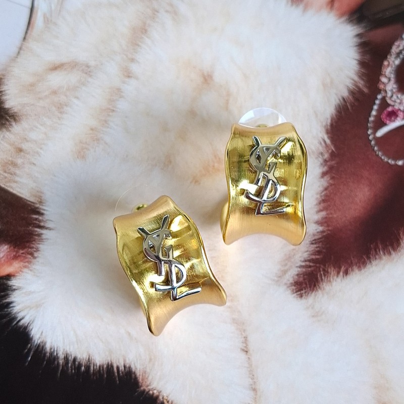 گوشواره طلایی لوگو YSL نقره‌ای  مستر **