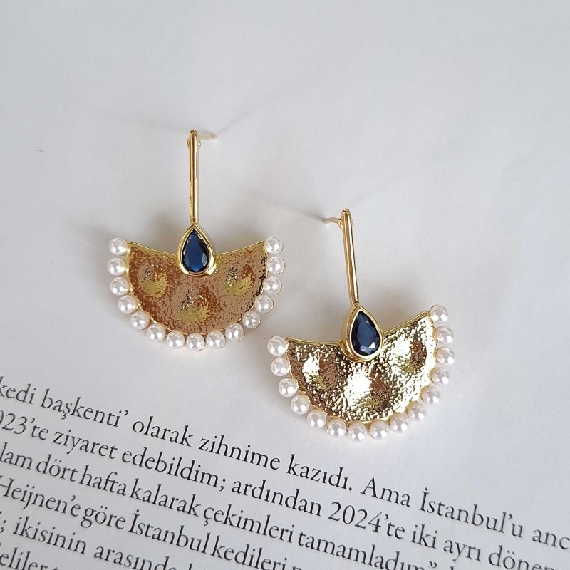 گوشواره بادبزنی اشک سورمه‌ای