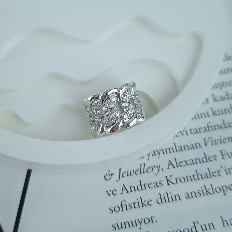 گوشواره ایرکاف کارتیه نگین‌دار نقره ای(هر عدد)