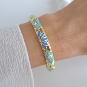 دستبند میناکاری نیلوفر آبی