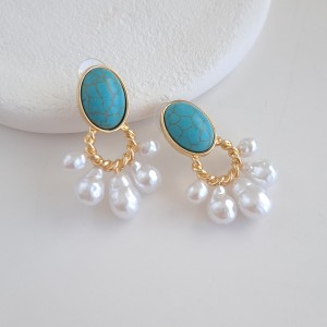 گوشواره فیروزه و  مروارید