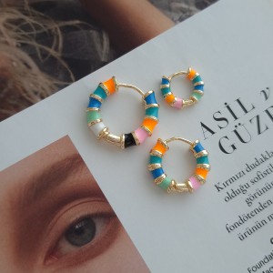 گوشواره پک سه عددی هفت رنگ میناکاری