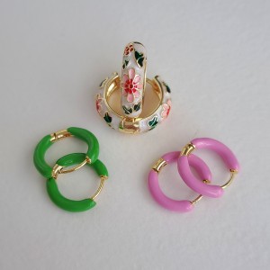 گوشواره حلقه استیل میناکاری