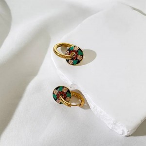 گوشواره استیل میناکاری مشکی سفید