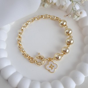 دستبند گوی و ونکلیف روکش طلا