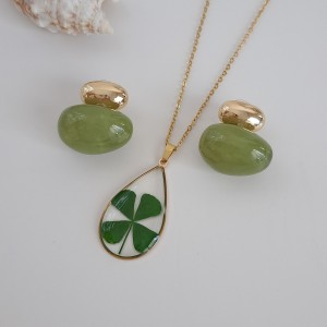 گردنبند شبدر خوش شانسی ( گل خشک  طبیعی )*