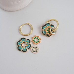 گوشواره واشری  سبز - نارنجی - سفید