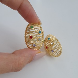 گوشواره حصیری نگین رنگی