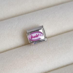 چارم نومینیشن باربی بیضی سفید صورتی پایه نقره‌ای *