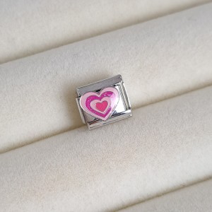 چارم نومینیشن قلب قلبی صورتی  پایه نقره‌ای *