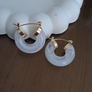 گوشواره رزینی دایره تپل طرح صدف