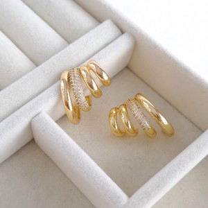 گوشواره حلقه چهار تایی طرح طلا