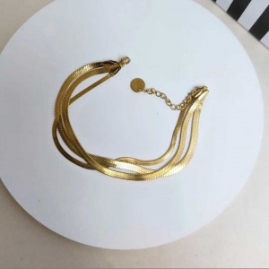 دستبند استیل سه ردیفه هرینگبون