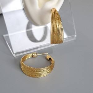 گوشواره حلقه ای استیل رشته رشته
