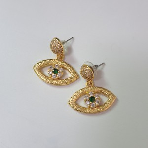 گوشواره چشم طلایی  روکش طلا 24 عیار
