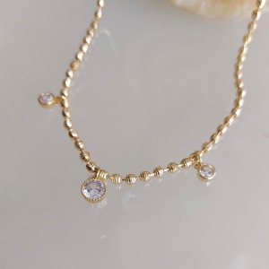 گردنبند زنجیر طرح طلا سه نگین (روکش طلا )