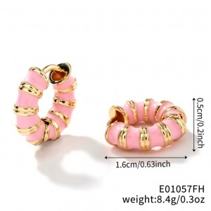 گوشواره میناکاری بند بندی صورتی