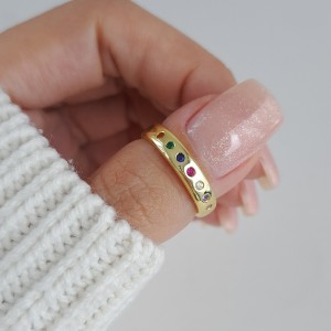 انگشتر رینگ نگین مولتی کالر (اروپایی)