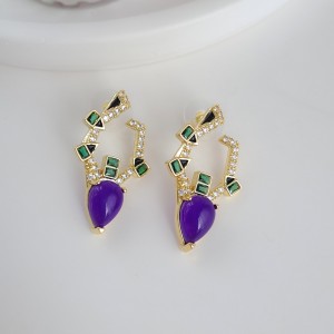 گوشواره کپی برند جواهر ملیس  اشک بنفش