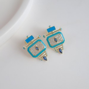 گوشواره فیروزه ای کپی برند جواهرات LATELIER *