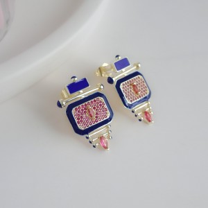 گوشواره سورمه ای کپی برند جواهرات LATELIER*