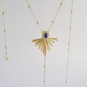 گردنبند طرح Y خورشید نگین آبی *