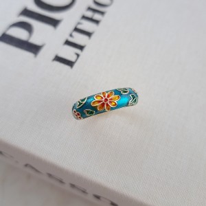 انگشتر میناکاری بنفش گل سفید *