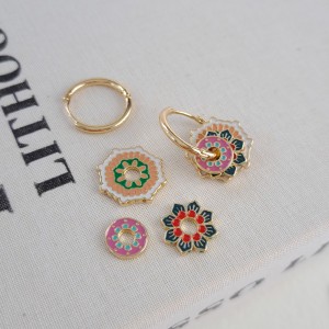 گوشواره واشری  نارنجی - صورتی*