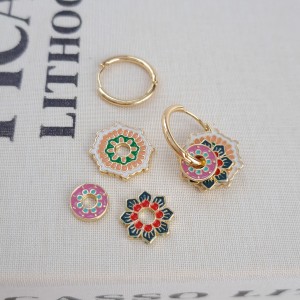 گوشواره واشری  نارنجی - صورتی*