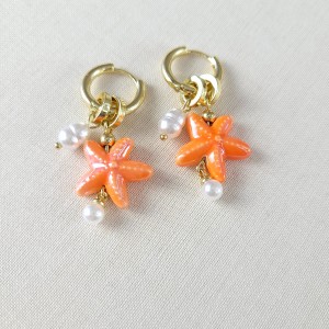 گوشواره ستاره دریایی سرامیکی نارنجی