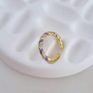 انگشتر پیچ میناکاری بنفش