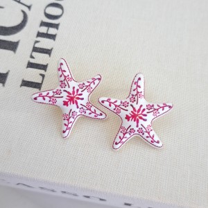 گوشواره ستاره دریایی زارا قرمز  کوچک