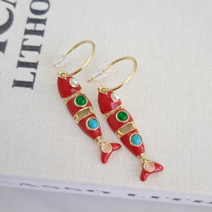 گوشواره ماهی قرمز چهار تکه *