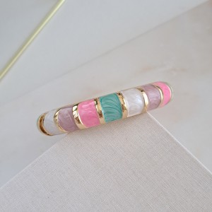 دستبند بنگل سفید صورتی آبی صدفی *