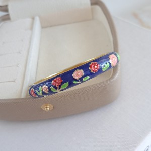 دستبند بنگل میناکاری گل گلی سورمه ای*