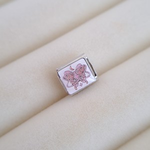 چارم نومینیشن پروانه صورتی پایه نقره ای *