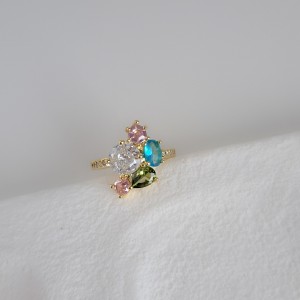 انگشتر نگین های بیضی رنگی (کد11)