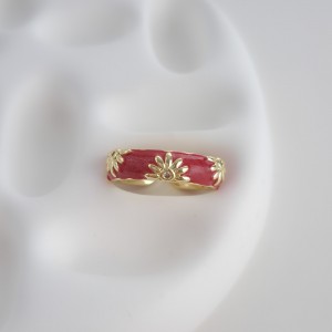 انگشتر رینگ میناکاری قرمز قاصدک