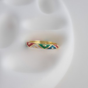 انگشتر رینگ نازک میناکاری هفت هشتی رنگی