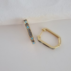 گوشواره مستطیلی میناکاری آبی