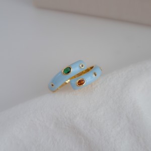 انگشتر روی هم میناکاری آبی