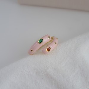 انگشتر روی هم میناکاری صورتی