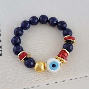 دستبند سنگ لاپیس و سنگ مرجان