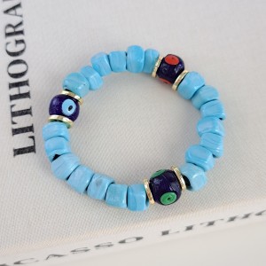 دستبند سنگ آبی چشم سبز - قرمز - آبی