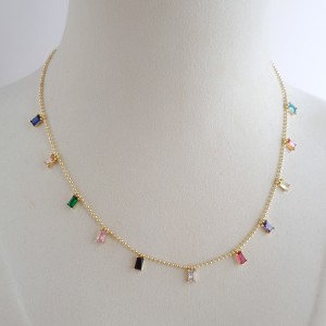 گردنبند آویز نگین مستطیلی رنگی