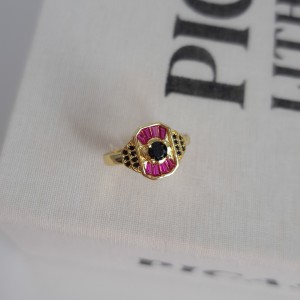 انگشتر انگشت کوچک مستطیلی باگت صورتی