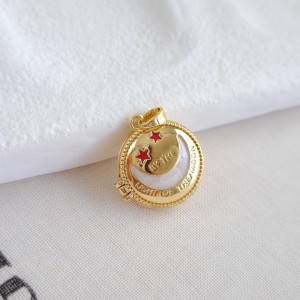 گردنبند لاکت دایره طرح ماه سفید