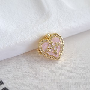 گردنبند لاکت قلب صورتی طرح‌دار*