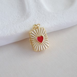 گردنبند لاکت مستطیلی سفید قلب قرمز