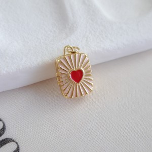 گردنبند لاکت مستطیلی صورتی قلب قرمز*